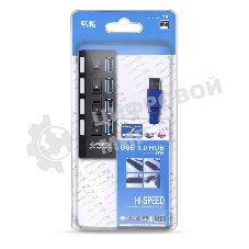 USB-хаб Smartbuy (SBHA-7304-B) USB 3.0 хаб + выкл., 4 порта, черный