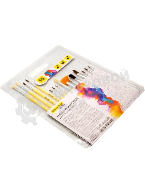 Набор кистей Silwerhof Color (набор 15шт) пони круглая №1,2,3,4,5/плоская №1/2, 1/4, 4/круглая №3,5/плоская №1/2, 4, 8/синтетика веерная №4