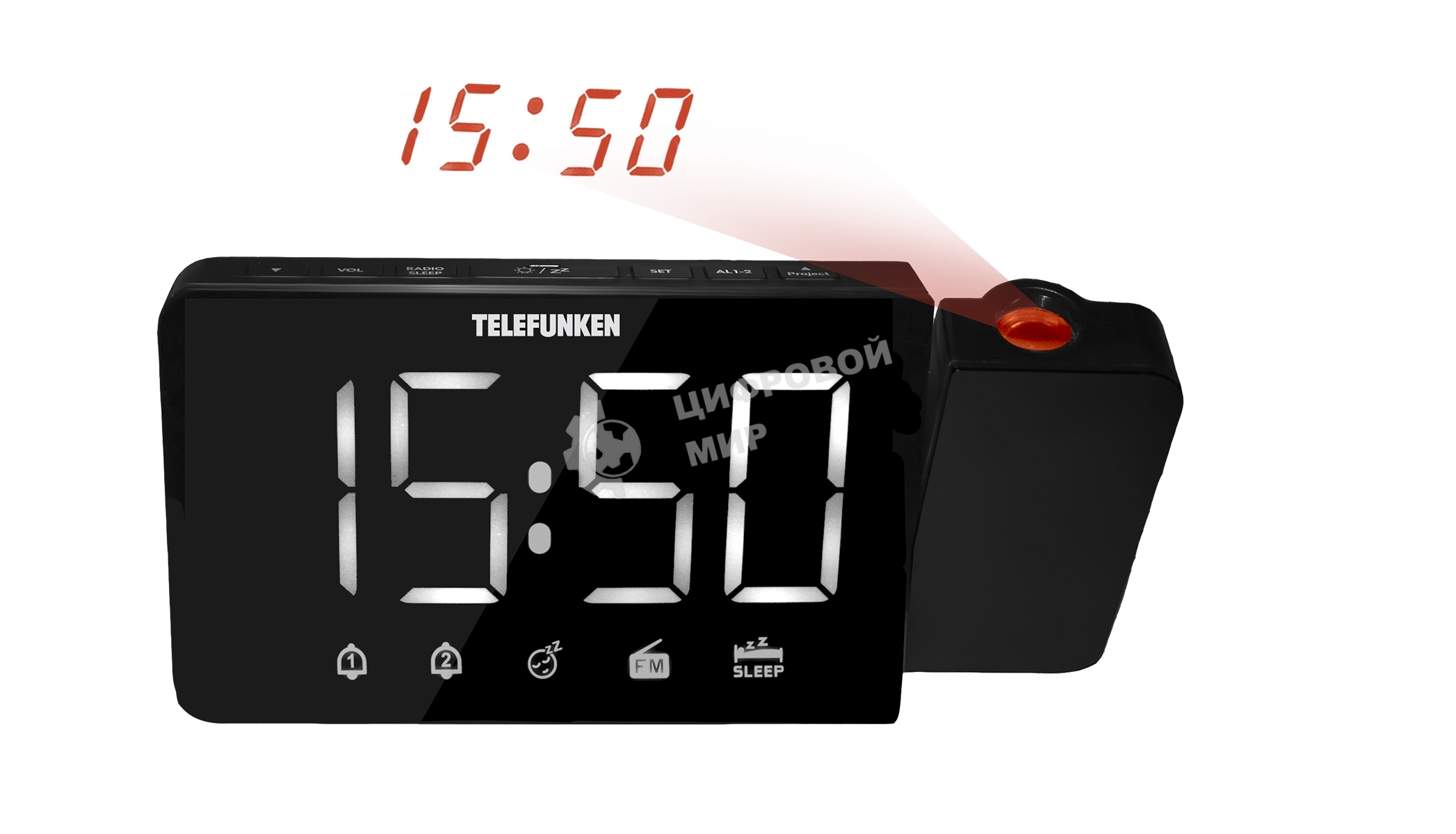 Радиочасы с будильником TELEFUNKEN TF-1709 (черный с белым)