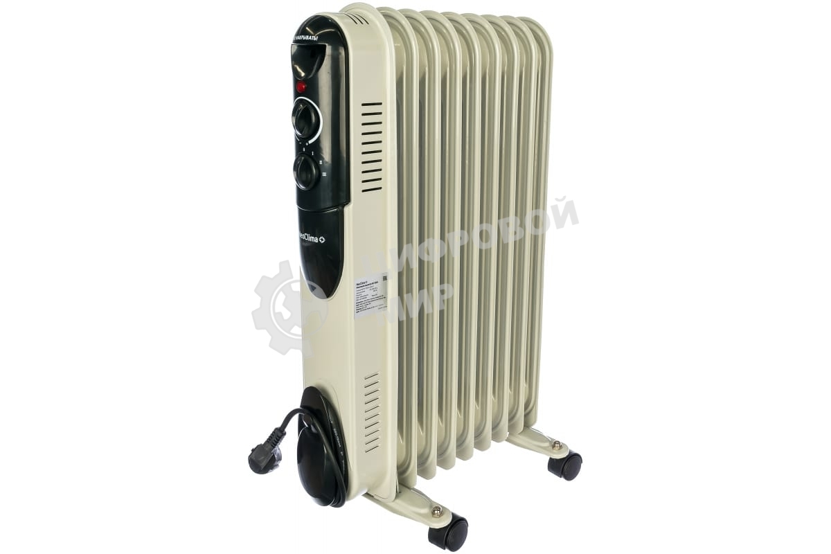 Обогреватель масляный Neoclima NC 9309, белый/черный, 2000 Вт, 25 м2, термостат