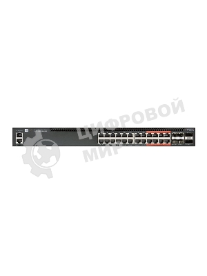Коммутатор 4610-30P-O-AC-F Edge-corE AS4610-30P, 24-Port GE RJ45 port PoE+, last 8 ports Ultra-PoE, 960W PoE Bugdet, 4x10G SFP+, 2 port 20G QSFP+ for stacking, Broadcom Helix 4, Dual-core ARM Cortex A9 1GHz, dual 110-230VAC 600W hot-swappable PSUs, one fixed syste