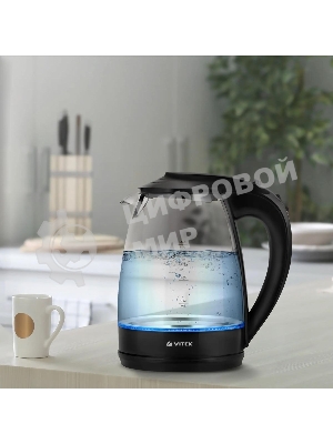 Чайник электрический Vitek VT-1122 TR бесцветное стекло (стекло, 1.7 л, 2200 Вт)