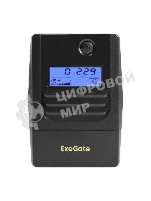 Источник бесперебойного питания ExeGate Smart LB-850.LCD.AVR.2SH (850VA/510W, LCD, AVR, 2*Schuko, батарея 12V 9Ah, черный)