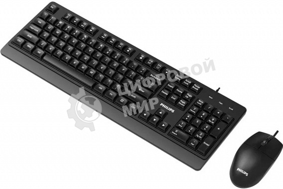Комплект клавиатура+мышь Philips SPT6247 проводной, USB, 1600 DPI, чёрный