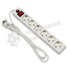 Сетевой фильтр Гарнизон ECL-6-W-1.8, 6 р, 10А, 1.8 м, ур.защиты 4, белый, пакет