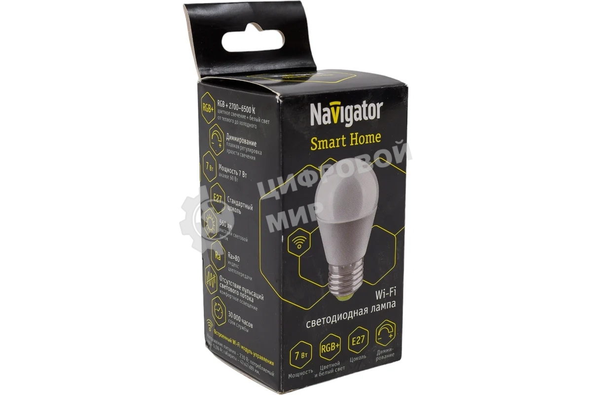 Лампа светодиодная Navigator Smart Home NLL-G45-7-230-RGBWWW-E27-WIFI матовая E27 176-264В
