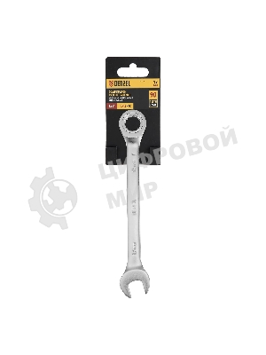 Ключ комбинированный трещоточный Denzel 17 мм, CrV, матовый хром