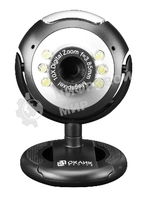 Веб-камера OKLICK OK-C8825 640x480, 30 кадр/с, USB Type-A, микрофон, черный/белый