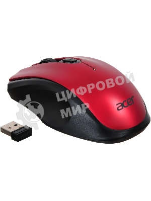 Мышь беспроводная Acer OMR032 черный/красный, 1600 dpi, радиоканал, USB, кнопки - 4