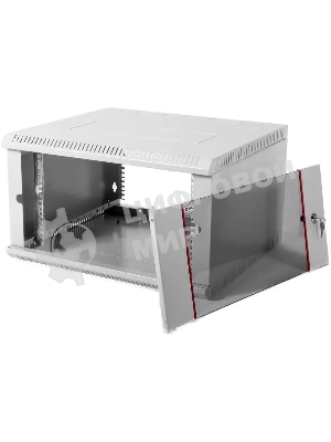 Шкаф настенный ЦМО ШРН-Э-6.350 6U 600x350 мм пер. дв. стекл несъемные бок. пан. серый