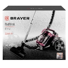 Пылесос BRAYER BR4211 черный/бордовый, 400/2200 Вт, уборка сухая, пылесборник контейнер, 3 л