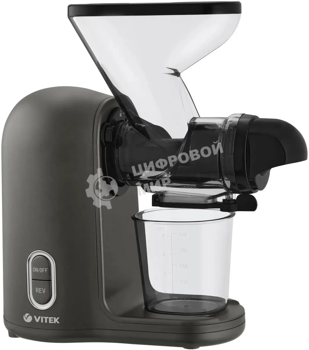 Соковыжималка Vitek VT-3715 чёрный, шнековая горизонтальная, 300 Вт, 280 мл, электронное, реверс