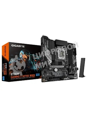 Материнская плата Gigabyte B760M GAMING X WIFI6E GEN5, LGA1700, Intel B760, 4xDDR5, 4xSATA, 2xM.2, 1xPCIe 5.0 x16, 1xPCIe 3.0 x4, 1xHDMI, 1xDP, 1x2.5Gb LAN, Wi-Fi 6E, Bluetooth 5.3, 3xUSB-A 5Gbps, 5xUSB-A 2.0, 3x3.5 мм, 7.1, mATX