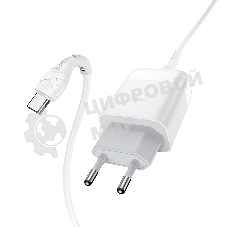Зарядное устройство Hoco 18Вт, 3А, QC3.0, 1xUSB + кабель USB/Type-C, C72Q, белый, блистер