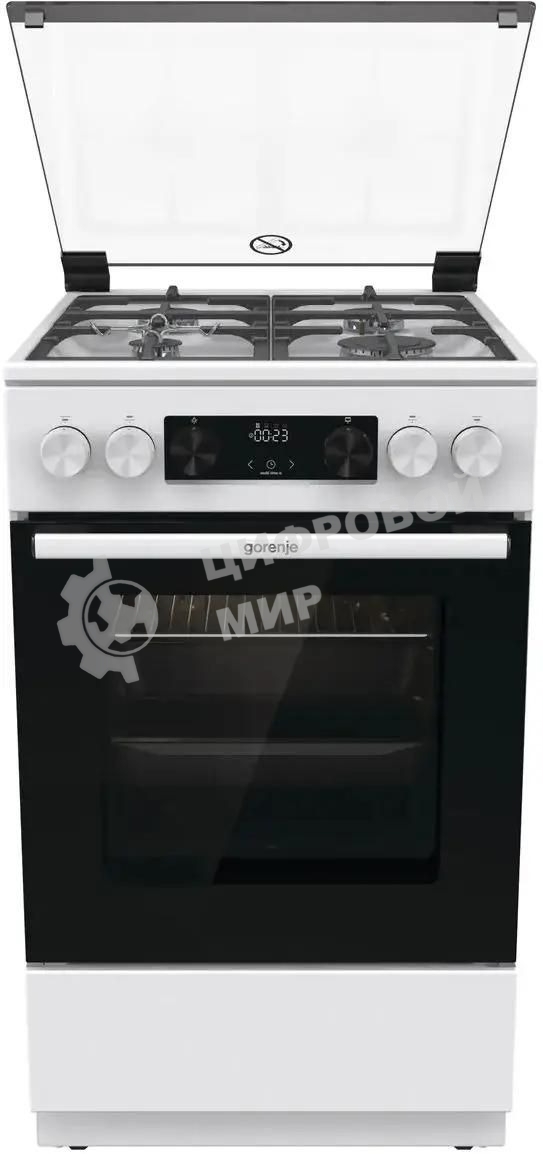 Плита Газовая Gorenje GGI5C22WF, газовая духовка, стеклянная крышка, чугун, белый