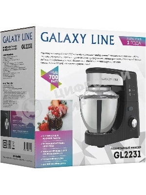 Миксер Galaxy Line GL 2231, черный, планетарный, 700 Вт, 12 скоростей
