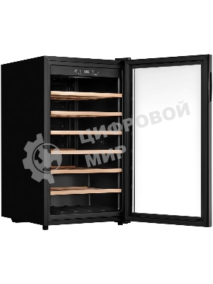 Винный шкаф Kuppersberg RSW 82, отдельностоящий, High-Tech, объем 128 л, вместимость 40 бутылок, диапазон температуры 5-20 градусов, механическое открытие двери, 6 полок из бука, LCD дисплей, уровень шума 38 дБ, черный