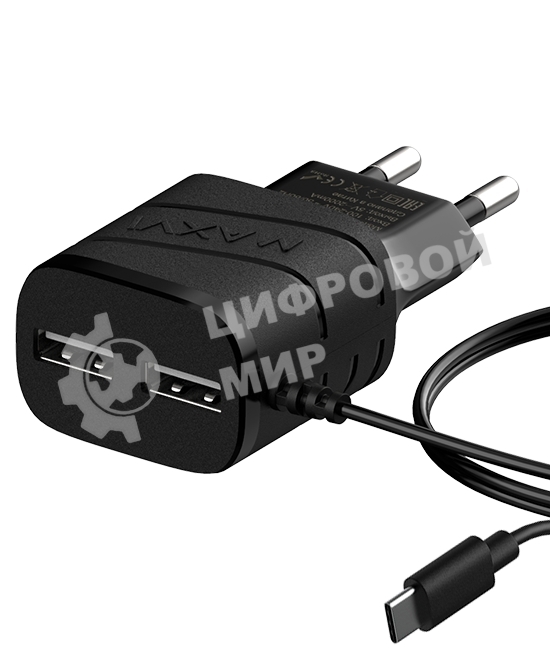 Сетевое зарядное устройство Maxvi TCM-202TB, 2xUSB, 5V, 2A, Type-C