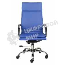 Кресло руководителя Бюрократ CH-993/blue синий, искусственная кожа, крестовина хромированная