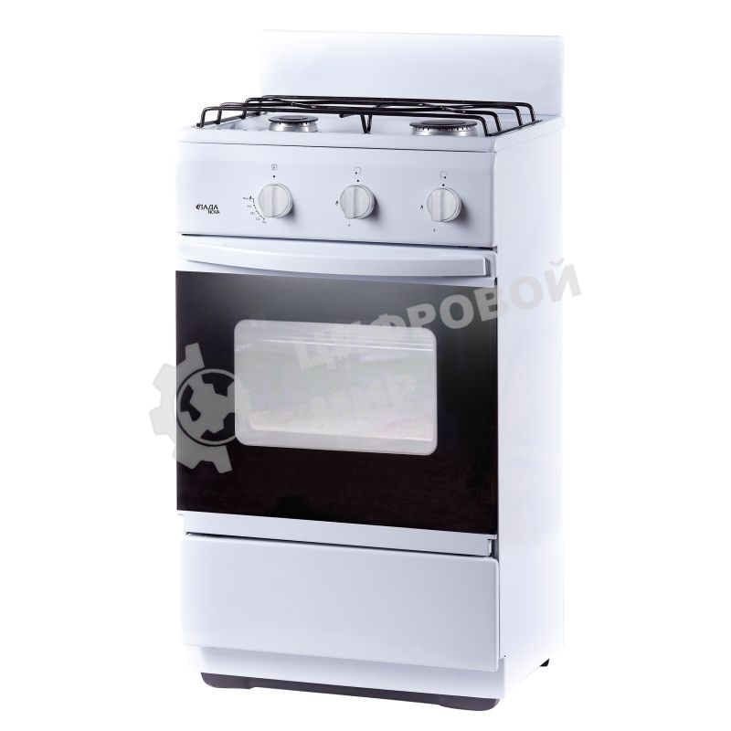 Плита газовая Лада Nova CG 32013 W белый, конфорок 2 газовых, духовка 30 л, 50 см x 85 см x 40 см