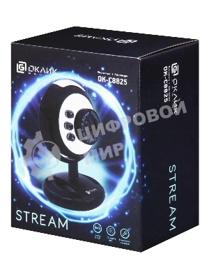 Веб-камера OKLICK OK-C8825 640x480, 30 кадр/с, USB Type-A, микрофон, черный/белый