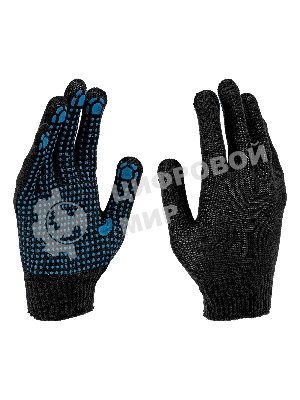 Перчатки трикотажные Сибртех х/б, 200 пар, ПВХ точка, 4 нити, 10 класс