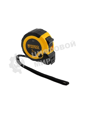 Рулетка Denzel 5м х 19мм, двухкомп. корпус, кнопка-пауза