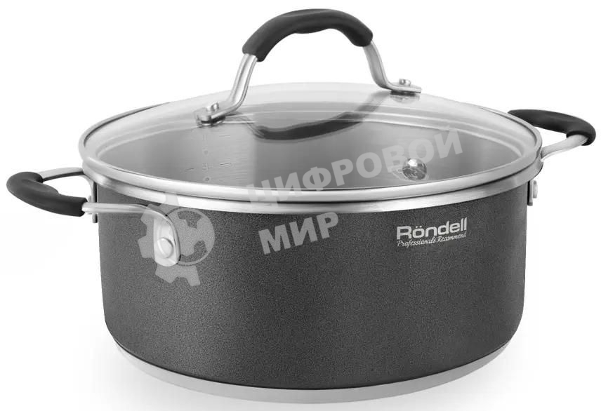 Кастрюля Rondell Stern RDS-019, 4.7 л, 24 см, с крышкой, серый