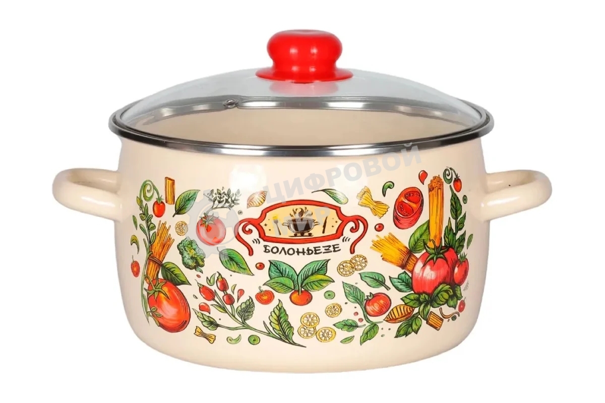 Кастрюля Appetite 1RC221S Болоньезе с крышкой, эмалированная сталь, сфер. 5,5 л