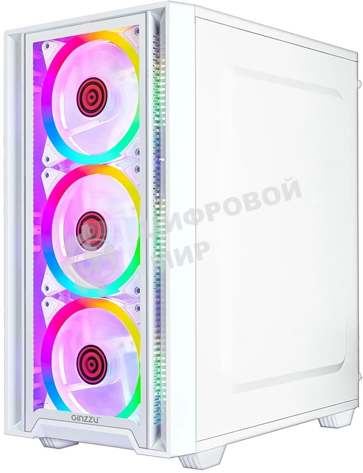 Компьютерный корпус Ginzzu CL610 mATX FAN 4*12FRGb белый