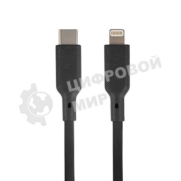 Кабель QUMO, MFI С94, Type-C на MFI Apple 8 pin, силиконовый, 1м, 2,22A, 9V, 20W, PD черный