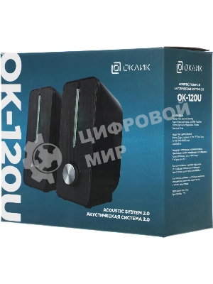 Акустическая система Оклик OK-120U 2.0 черный 6Вт