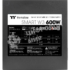 Блок питания Thermaltake Smart W3 600W, ATX 3.1, APFC, 12cm Fan, 80 PLUS, Retail