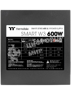 Блок питания Thermaltake Smart W3 600W, ATX 3.1, APFC, 12cm Fan, 80 PLUS, Retail