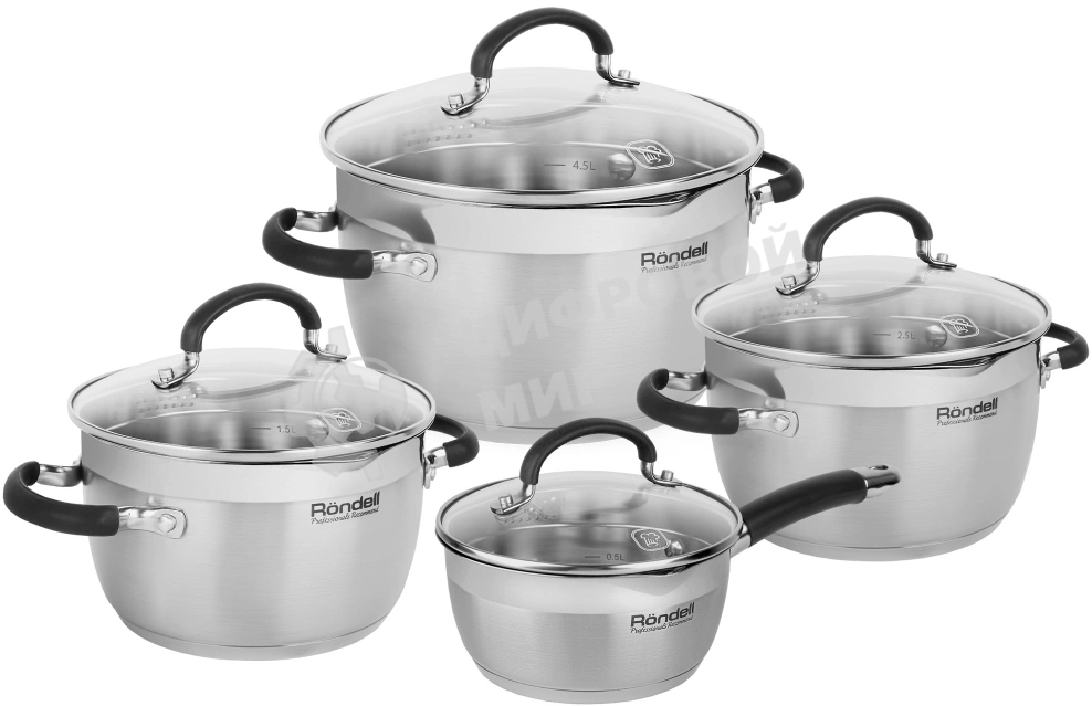Набор посуды 8 предм. (кастрюли с/кр 18/20/24 см, ковш с/кр 16 см) Prime Rondell RDS-1291