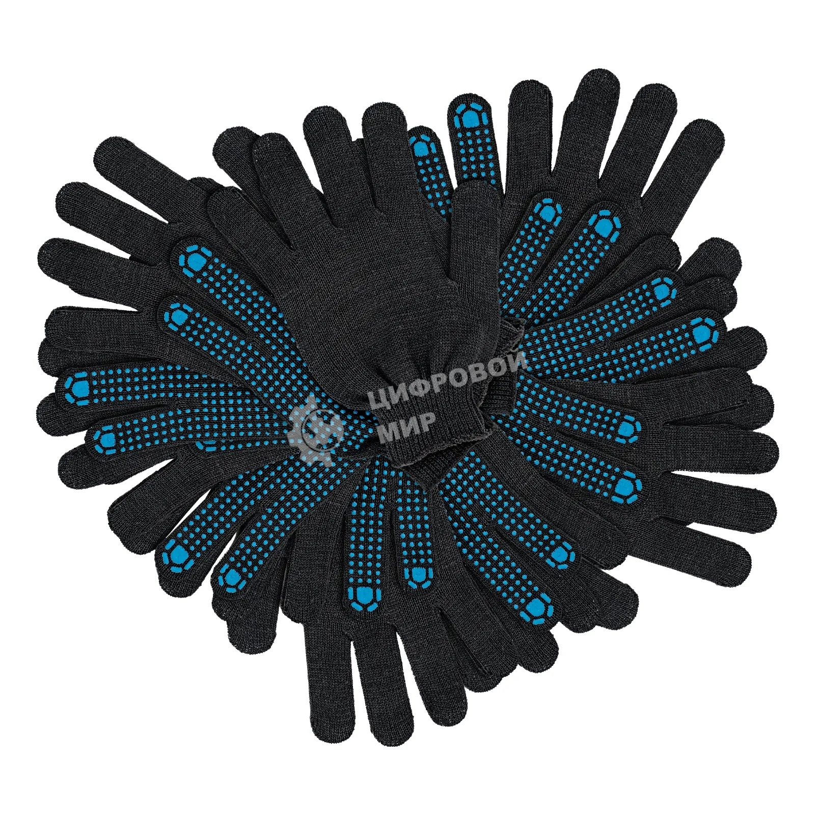 Перчатки трикотажные Сибртех х/б, 200 пар, ПВХ точка, 4 нити, 10 класс