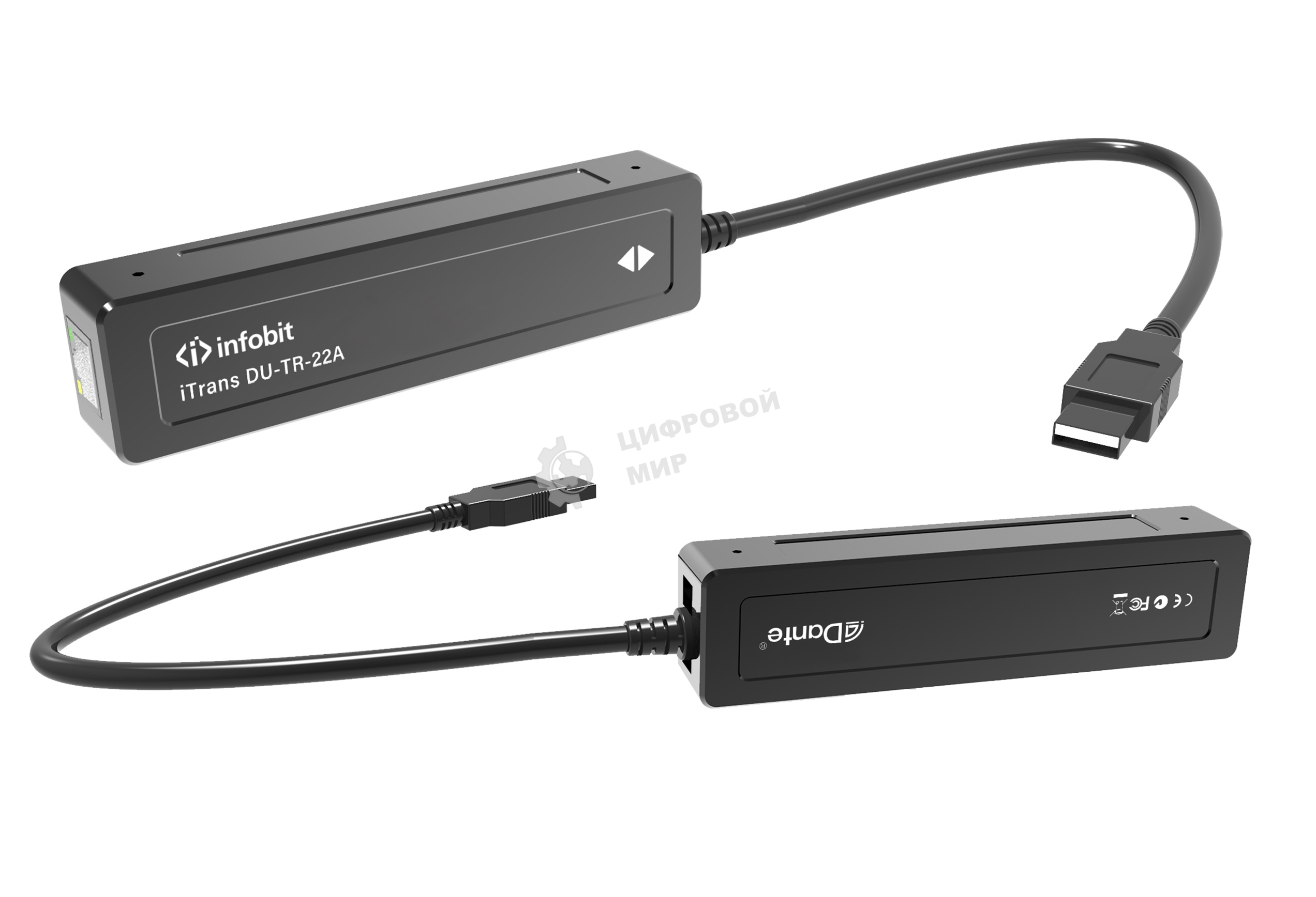 Конвертер Infobit [iTrans DU-TR-22A] (приемник/передатчик) Dante - USB Аудио 2 -канальный, порт USB A.1xRJ45(Dante). Питание PoE.