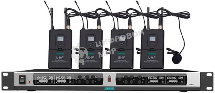 Микрофонная система DSPPA D5842 беспроводная True Diversity UHF (4 микрофона клипсового типа)