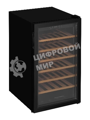 Винный шкаф Kuppersberg RSW 82, отдельностоящий, High-Tech, объем 128 л, вместимость 40 бутылок, диапазон температуры 5-20 градусов, механическое открытие двери, 6 полок из бука, LCD дисплей, уровень шума 38 дБ, черный
