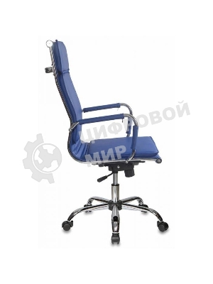 Кресло руководителя Бюрократ CH-993/blue синий, искусственная кожа, крестовина хромированная