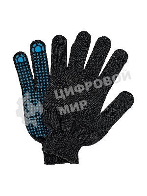 Перчатки трикотажные Сибртех х/б, 200 пар, ПВХ точка, 4 нити, 10 класс