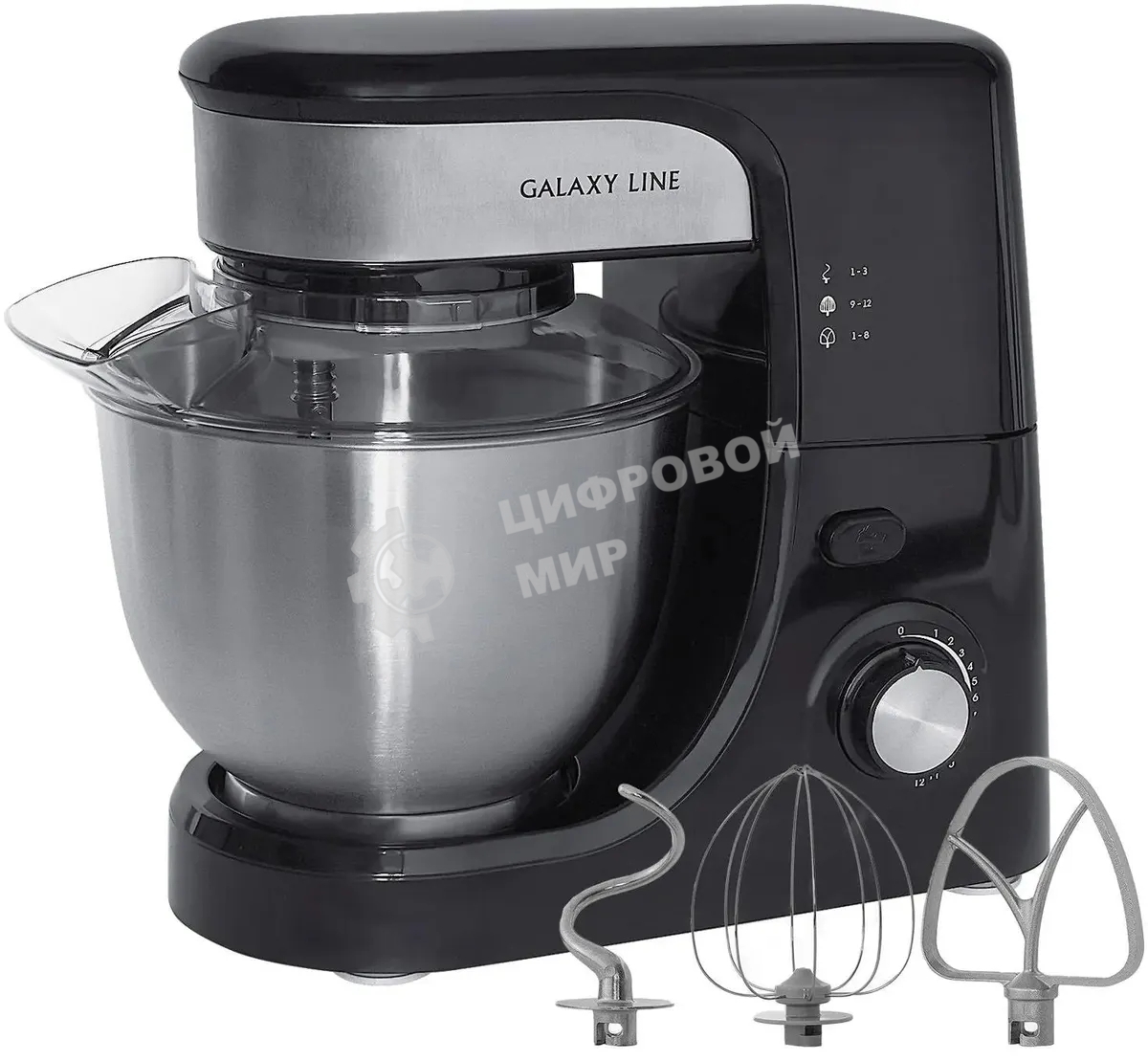 Миксер Galaxy Line GL 2231, черный, планетарный, 700 Вт, 12 скоростей