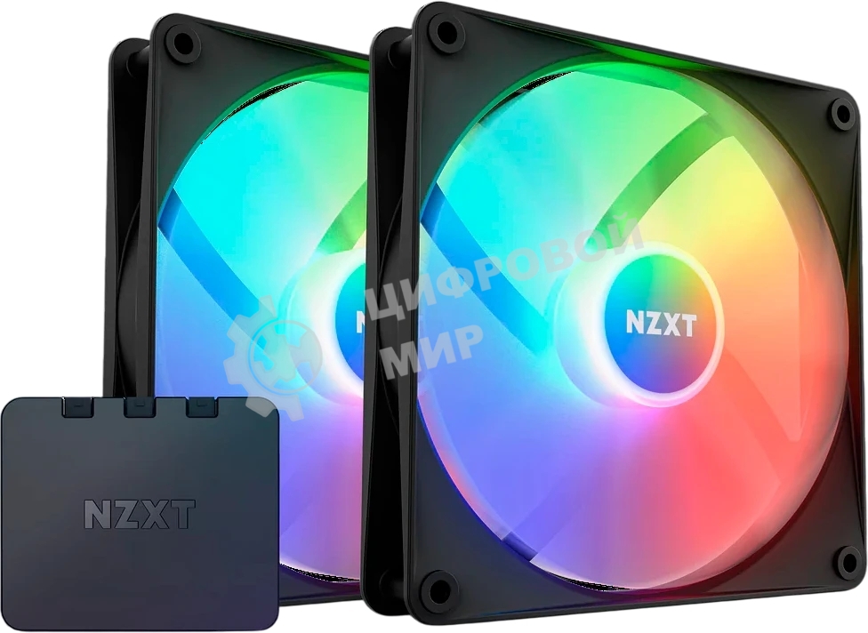 Вентилятор для корпуса Case Cooler NZXT F140 RGb Core Twin Pack (140x140x25мм, 4-pin PWM, RGb, 89.48CFM, 32.5dBA, 1800RPM, черный, 2pcs)