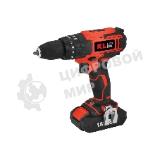 Дрель-шуруповерт KLECO KE18DM-15, 18 В, 1,5 Ач, 30 Нм, щеточный, ударный