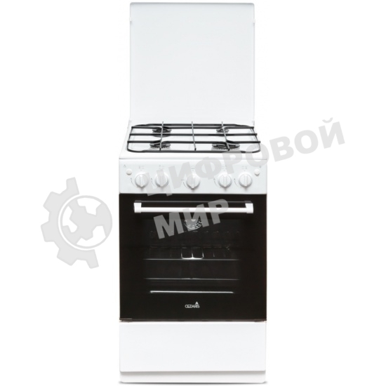 Плита газовая Cezaris ПГ 2150-06 белый, конфорок 4 газовых, духовка 43 л, 51 см x 85 см x 55 см