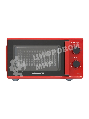 Микроволновая печь Willmark WMO-203GMR красный, 20 л, 700 Вт, переключатели - поворотный механизм