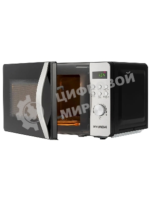 Микроволновая печь Hyundai HYM-D2074 черный/серебристый, 20 л, 700 Вт, переключатели - кнопки, поворотный механизм