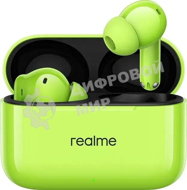 Наушники TWS Realme Buds T200 зеленый, внутриканальные, Bluetooth, до 28 ч