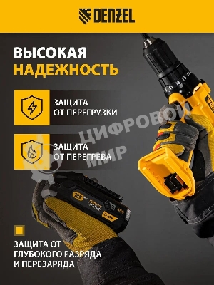 Батарея аккумуляторная Denzel B-18-2.0, Li-Ion, 18 В, 2,0 А·ч
