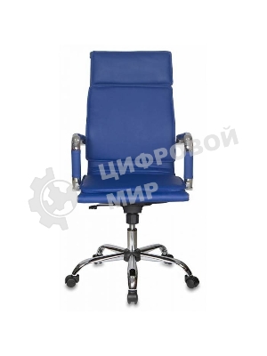 Кресло руководителя Бюрократ CH-993/blue синий, искусственная кожа, крестовина хромированная